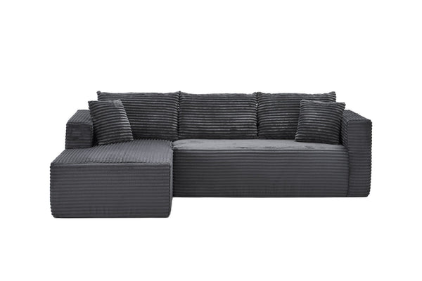 English Elm 105 Inch Modular Corduroy Sectional Sofa Deep Lounging L Shape Cloud Cushion Design W3728S00025