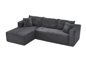 English Elm 105 Inch Modular Corduroy Sectional Sofa Deep Lounging L Shape Cloud Cushion Design W3728S00025