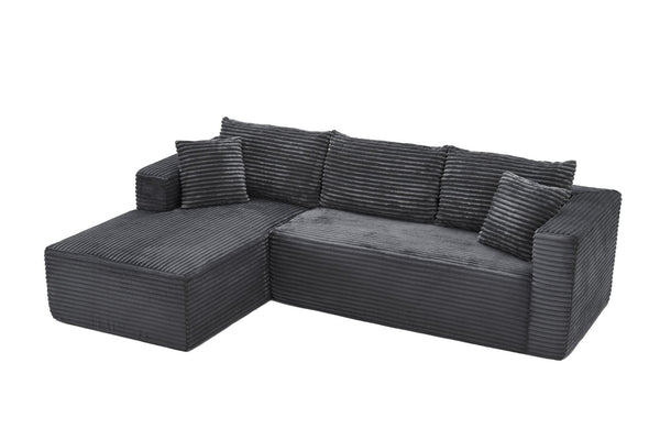 English Elm 105 Inch Modular Corduroy Sectional Sofa Deep Lounging L Shape Cloud Cushion Design W3728S00025