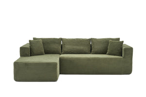 English Elm 105 Inch Corduroy Cloud Sectional with Deep Sink Cushions and Modular L-Shape Design W3728S00026
