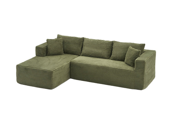 English Elm 105 Inch Corduroy Cloud Sectional with Deep Sink Cushions and Modular L-Shape Design W3728S00026