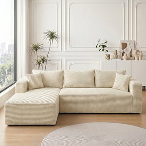 English Elm 105 Inch Modular Sectional Sofa Corduroy Cloud Cushion L Shape Lounger Living Room W3728S00027