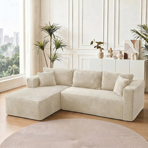 English Elm 105 Inch Modular Sectional Sofa Corduroy Cloud Cushion L Shape Lounger Living Room W3728S00027