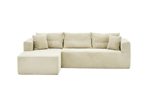 English Elm 105 Inch Modular Sectional Sofa Corduroy Cloud Cushion L Shape Lounger Living Room W3728S00027