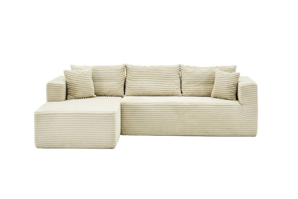 English Elm 105 Inch Modular Sectional Sofa Corduroy Cloud Cushion L Shape Lounger Living Room W3728S00027