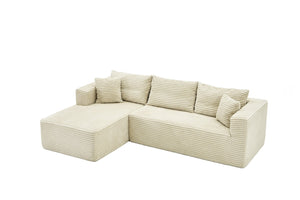English Elm 105 Inch Modular Sectional Sofa Corduroy Cloud Cushion L Shape Lounger Living Room W3728S00027