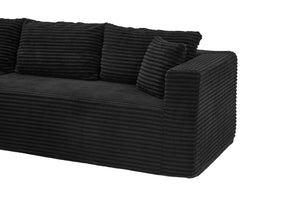 English Elm 105 Inch Modular Corduroy Sectional Sofa with Chaise Ottoman and Storage Pocket Black - B W3728S00028