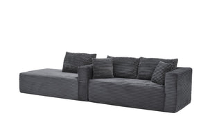 English Elm 105 Inch Modular Corduroy Sectional Sofa with Chaise Ottoman and Storage Pocket Grey - B W3728S00029