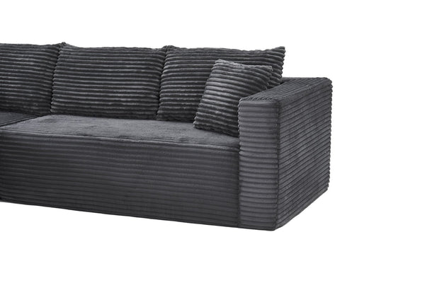 English Elm 105 Inch Modular Corduroy Sectional Sofa with Chaise Ottoman and Storage Pocket Grey - B W3728S00029
