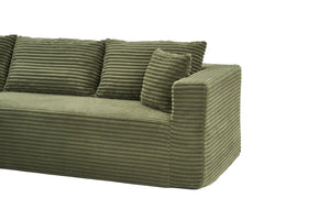 English Elm 105 Inch Modular Corduroy Sectional Sofa with Chaise Ottoman and Storage Pocket Green - B W3728S00030
