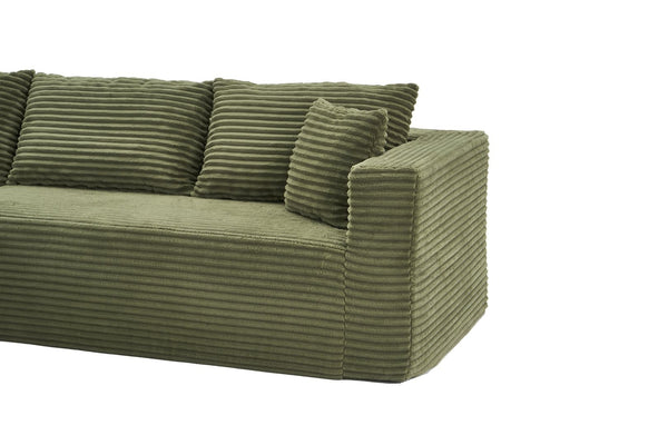 English Elm 105 Inch Modular Corduroy Sectional Sofa with Chaise Ottoman and Storage Pocket Green - B W3728S00030