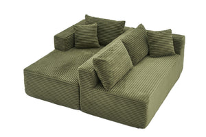 English Elm 105 Inch Modular Corduroy Sectional Sofa with Chaise Ottoman and Storage Pocket Green - B W3728S00030