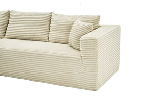 English Elm 105 Inch Modular Corduroy Sectional Sofa with Chaise Ottoman and Storage Pocket Beige - B W3728S00031
