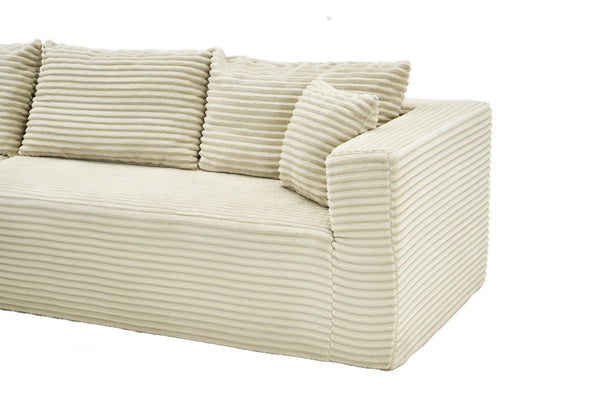 English Elm 105 Inch Modular Corduroy Sectional Sofa with Chaise Ottoman and Storage Pocket Beige - B W3728S00031