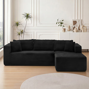 English Elm 105 Inch Modular Corduroy Sectional Sofa Deep Lounge Cloud Cushion Living Room Couch W3728S00032
