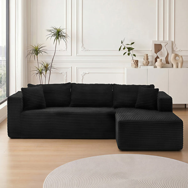 English Elm 105 Inch Modular Corduroy Sectional Sofa Deep Lounge Cloud Cushion Living Room Couch W3728S00032
