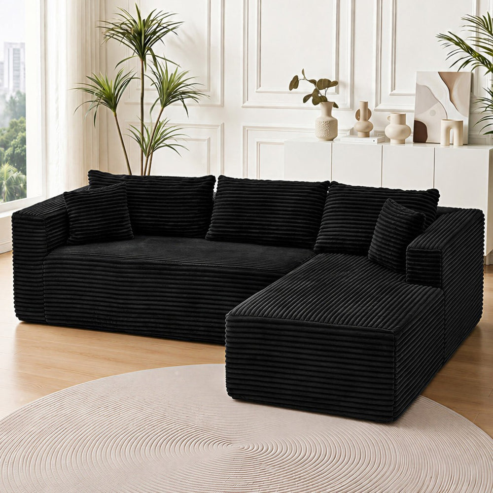 English Elm 105 Inch Modular Corduroy Sectional Sofa Deep Lounge Cloud Cushion Living Room Couch W3728S00032