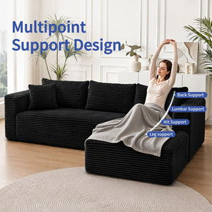 English Elm 105 Inch Modular Corduroy Sectional Sofa Deep Lounge Cloud Cushion Living Room Couch W3728S00032