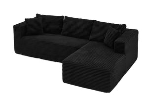 English Elm 105 Inch Modular Corduroy Sectional Sofa Deep Lounge Cloud Cushion Living Room Couch W3728S00032