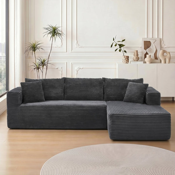 English Elm 105 Inch Corduroy Cloud Sectional Sofa Modular L Shape Deep Seat Lounge Couch W3728S00033