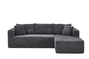 English Elm 105 Inch Corduroy Cloud Sectional Sofa Modular L Shape Deep Seat Lounge Couch W3728S00033