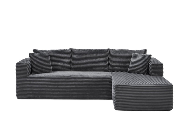 English Elm 105 Inch Corduroy Cloud Sectional Sofa Modular L Shape Deep Seat Lounge Couch W3728S00033