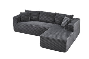 English Elm 105 Inch Corduroy Cloud Sectional Sofa Modular L Shape Deep Seat Lounge Couch W3728S00033