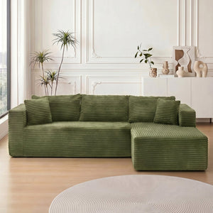 English Elm 105 Inch Modular Sectional Sofa Corduroy Cloud Cushion Deep Lounge L Shape Living Room W3728S00034