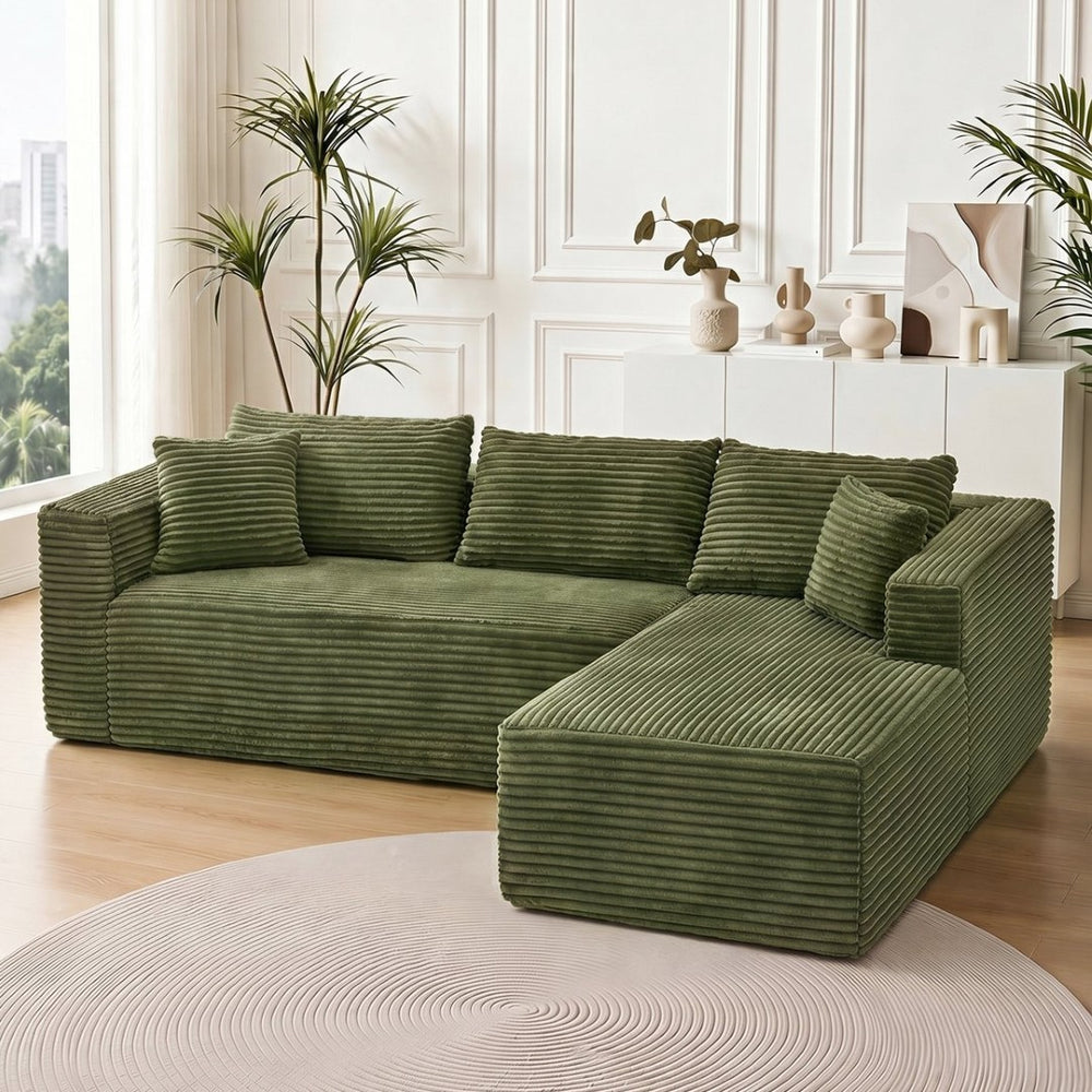 English Elm 105 Inch Modular Sectional Sofa Corduroy Cloud Cushion Deep Lounge L Shape Living Room W3728S00034