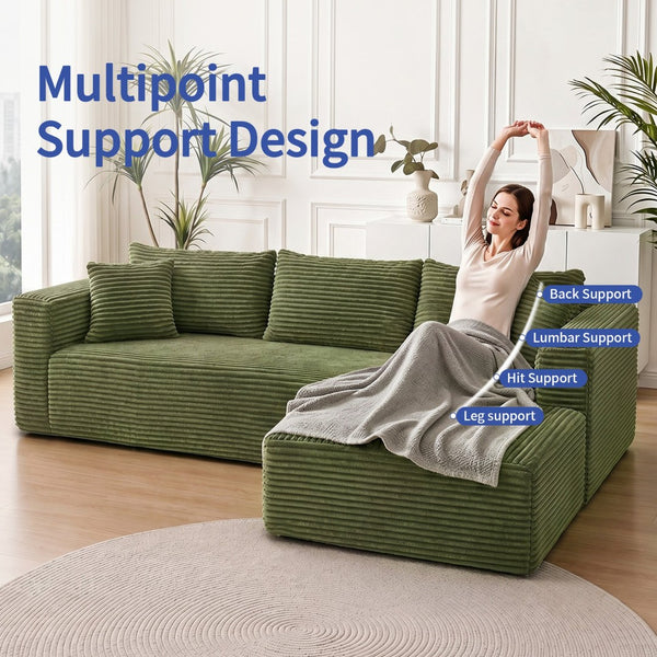 English Elm 105 Inch Modular Sectional Sofa Corduroy Cloud Cushion Deep Lounge L Shape Living Room W3728S00034