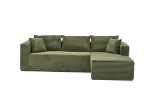 English Elm 105 Inch Modular Sectional Sofa Corduroy Cloud Cushion Deep Lounge L Shape Living Room W3728S00034