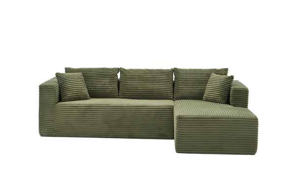 English Elm 105 Inch Modular Sectional Sofa Corduroy Cloud Cushion Deep Lounge L Shape Living Room W3728S00034