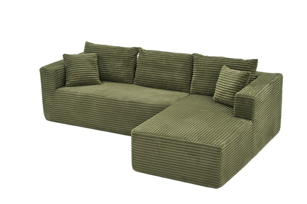 English Elm 105 Inch Modular Sectional Sofa Corduroy Cloud Cushion Deep Lounge L Shape Living Room W3728S00034