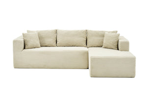 English Elm 105 Inch Modular Corduroy Sectional Sofa Deep Lounge Cloud Cushion Living Room Chaise W3728S00035