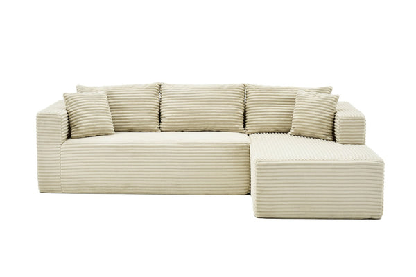 English Elm 105 Inch Modular Corduroy Sectional Sofa Deep Lounge Cloud Cushion Living Room Chaise W3728S00035
