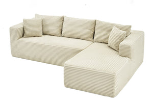 English Elm 105 Inch Modular Corduroy Sectional Sofa Deep Lounge Cloud Cushion Living Room Chaise W3728S00035