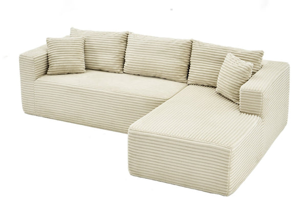 English Elm 105 Inch Modular Corduroy Sectional Sofa Deep Lounge Cloud Cushion Living Room Chaise W3728S00035