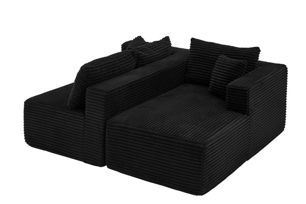 English Elm 105 Inch Modular Corduroy Sectional Sofa with Chaise Ottoman and Storage Pocket Black - A W3728S00036