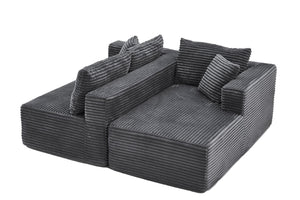 English Elm 105 Inch Modular Corduroy Sectional Sofa with Chaise Ottoman and Storage Pocket Grey - A W3728S00037
