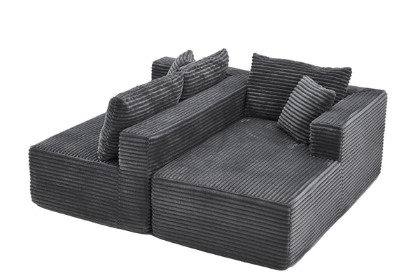 English Elm 105 Inch Modular Corduroy Sectional Sofa with Chaise Ottoman and Storage Pocket Grey - A W3728S00037