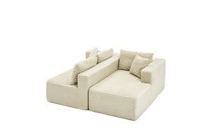 English Elm 105 Inch Modular Corduroy Sectional Sofa with Chaise Ottoman and Storage Pocket Beige - A W3728S00039
