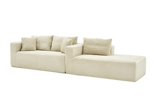 English Elm 105 Inch Modular Corduroy Sectional Sofa with Chaise Ottoman and Storage Pocket Beige - A W3728S00039