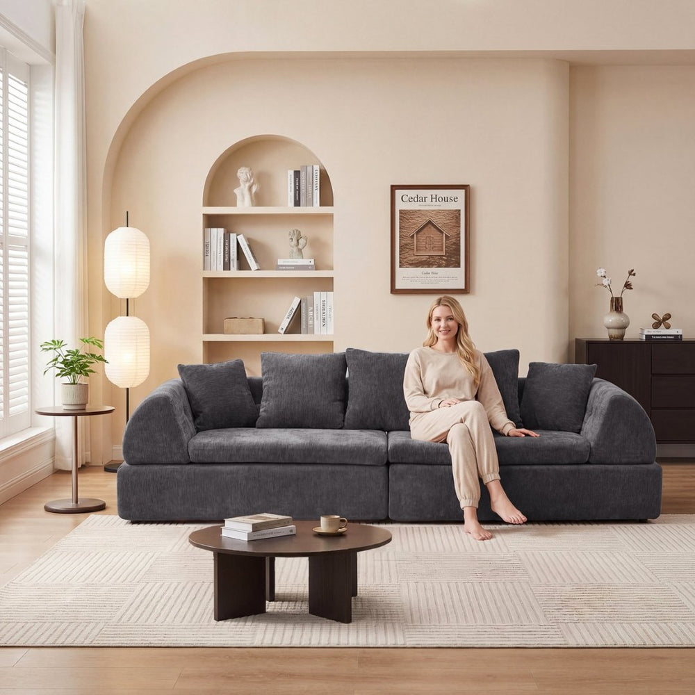 English Elm Cloud Modular Sectional with Ottoman Deep Foam Sink-in Seating for Living Rooms W3728S00040