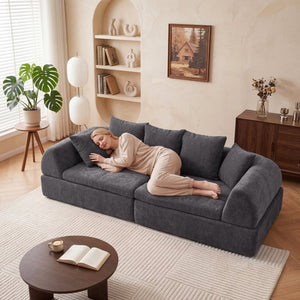 English Elm Cloud Modular Sectional with Ottoman Deep Foam Sink-in Seating for Living Rooms W3728S00040