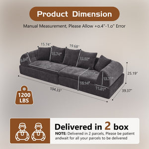 English Elm Cloud Modular Sectional with Ottoman Deep Foam Sink-in Seating for Living Rooms W3728S00040