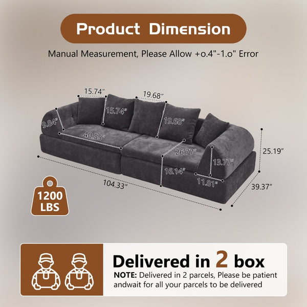 English Elm Cloud Modular Sectional with Ottoman Deep Foam Sink-in Seating for Living Rooms W3728S00040