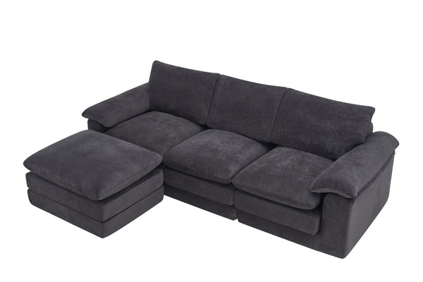 English Elm Modular U-shape Chenille Sectional with Ottoman Deep Seat Cloud Sofa for Living Room W3728S00041