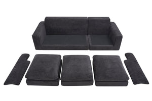 English Elm Modular U-shape Chenille Sectional with Ottoman Deep Seat Cloud Sofa for Living Room W3728S00041
