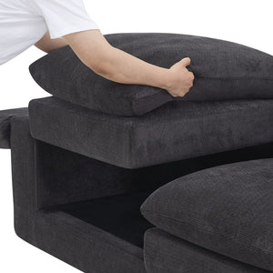 English Elm Modular U-shape Chenille Sectional with Ottoman Deep Seat Cloud Sofa for Living Room W3728S00041