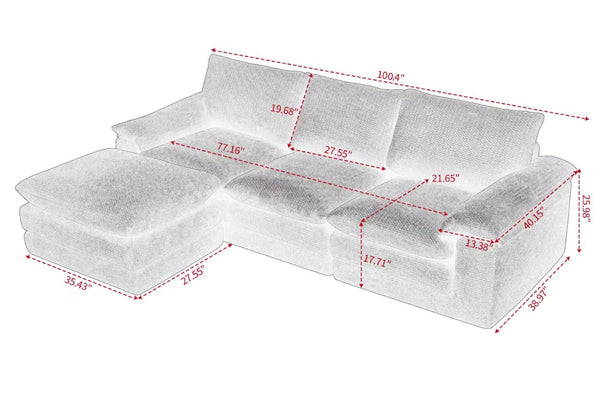 English Elm Modular U-shape Chenille Sectional with Ottoman Deep Seat Cloud Sofa for Living Room W3728S00041